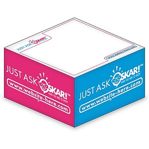 Sticky Note Cubes - 3.375x3.375x1.6875-2 Colors, 1 Side Design