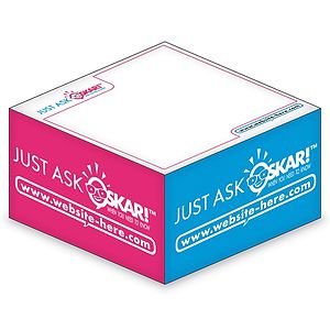 Sticky Note Cubes - 3.875x3.875x1.9375-2 Colors, 1 Side Design