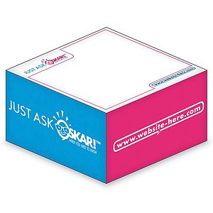 Sticky Note Cubes - 3.875x3.875x1.9375-2 Colors, 2 Side Designs