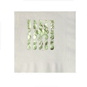 Foil Stamped 3-Ply White Luncheon Napkin