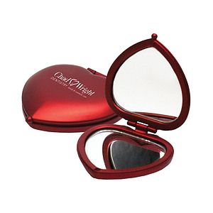 Red Heart Metal Compact Mirror