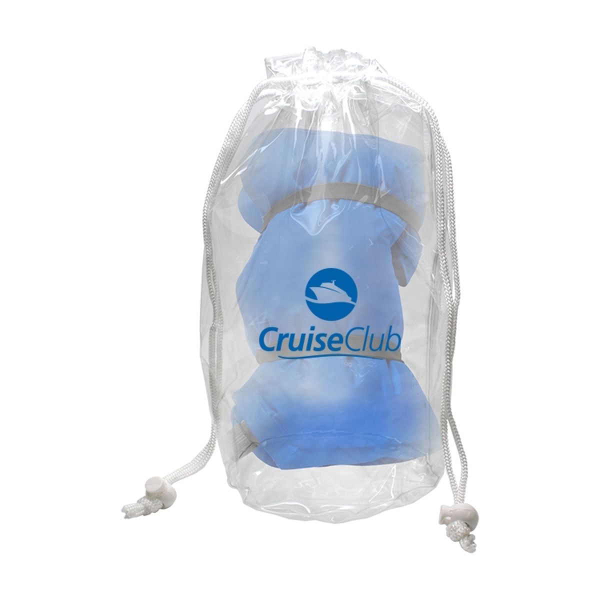 Self InflatingTtravel Pillow Inside Clear Drawstring Bag