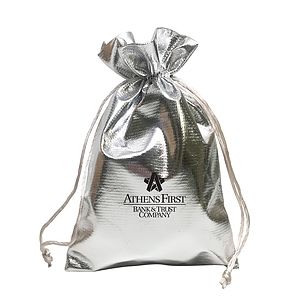 Large Metallic Lam Drawstring Pouch
