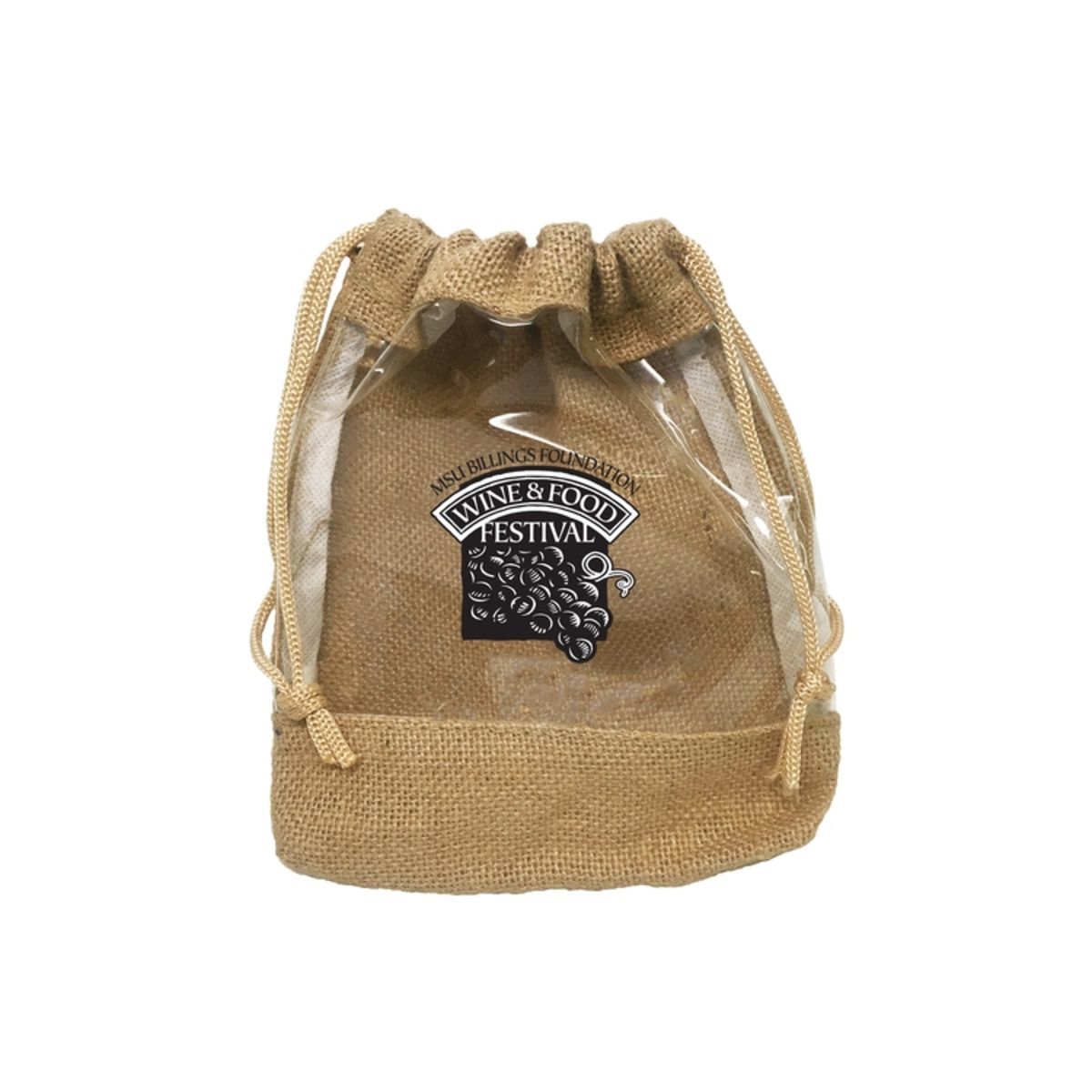Jute  Vinyl Drawstring Pouch