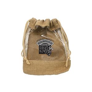 Jute  Vinyl Drawstring Pouch