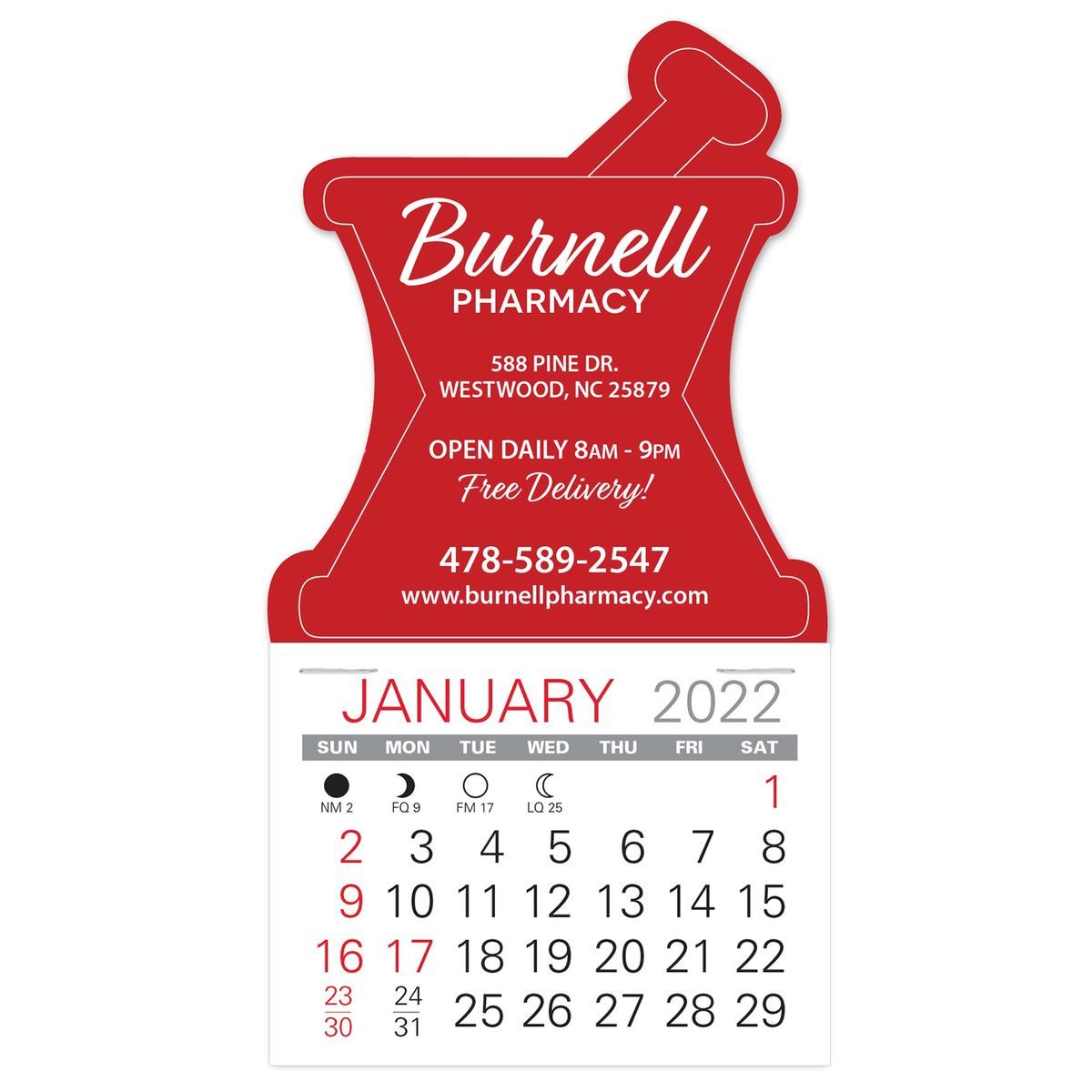 Mortar pestle easy stick calendar