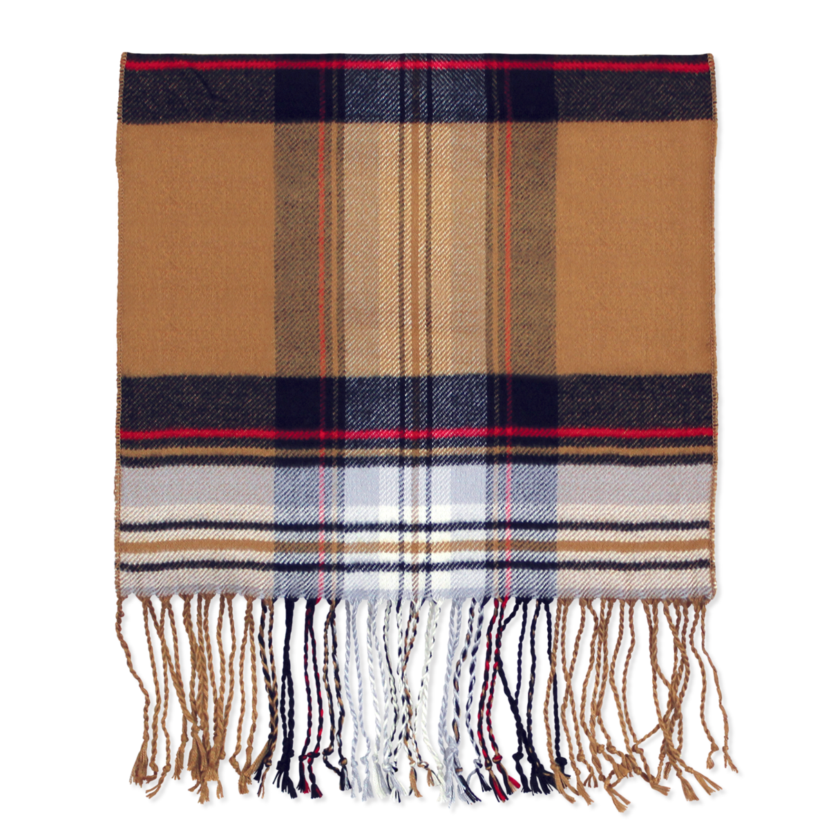Tan/Black Plaid Bamboo Winter Scarf