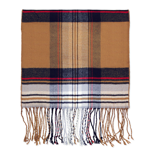 Tan/Black Plaid Bamboo Winter Scarf
