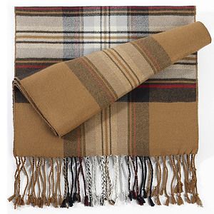 Tan/Black Plaid Bamboo Winter Scarf