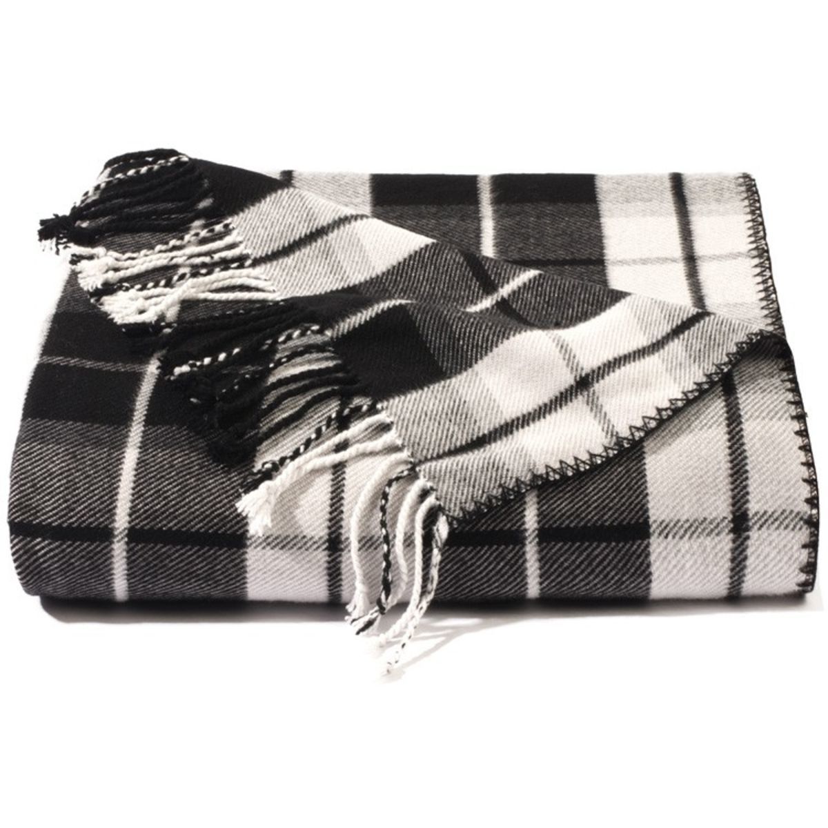 Black/White Plaid Bamboo Throw Blanket