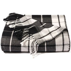 Black/White Plaid Bamboo Throw Blanket