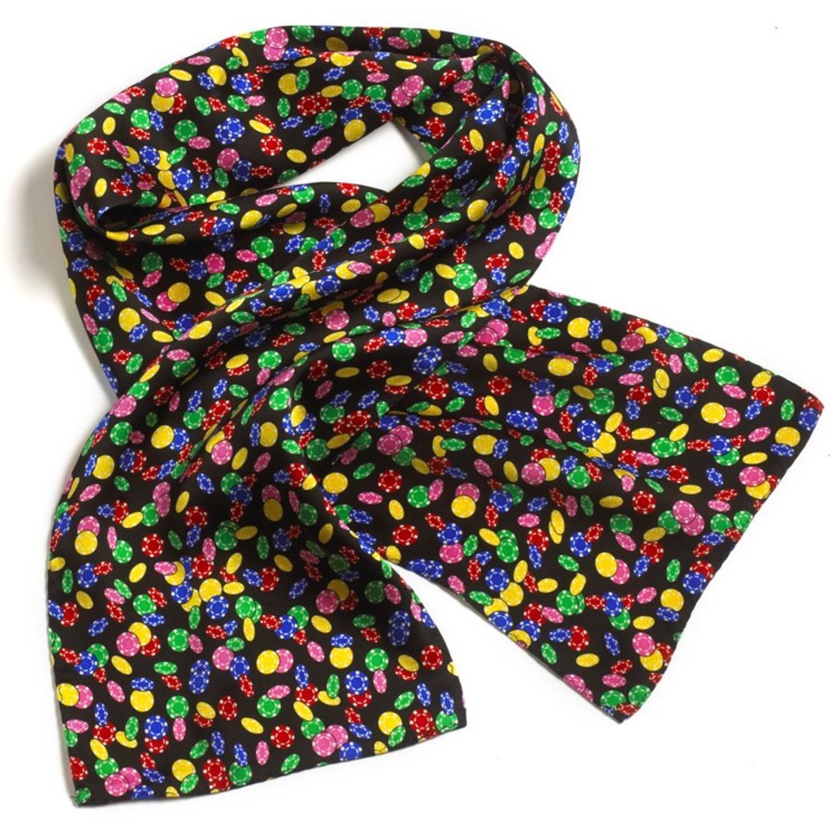 Jackpot Casino Chip Ladies Silk Scarf - 8"x45"