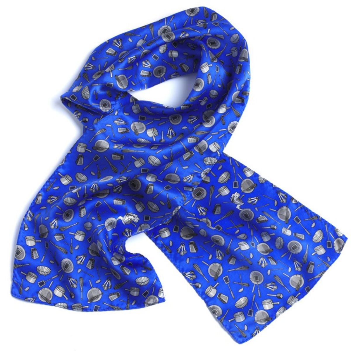 Utensil Pattern Silk Scarf - 8"x45"