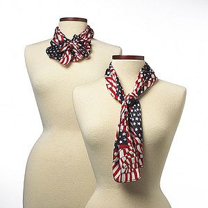 Wavy Flag Patriotic Silk Scarf - 8"x45"