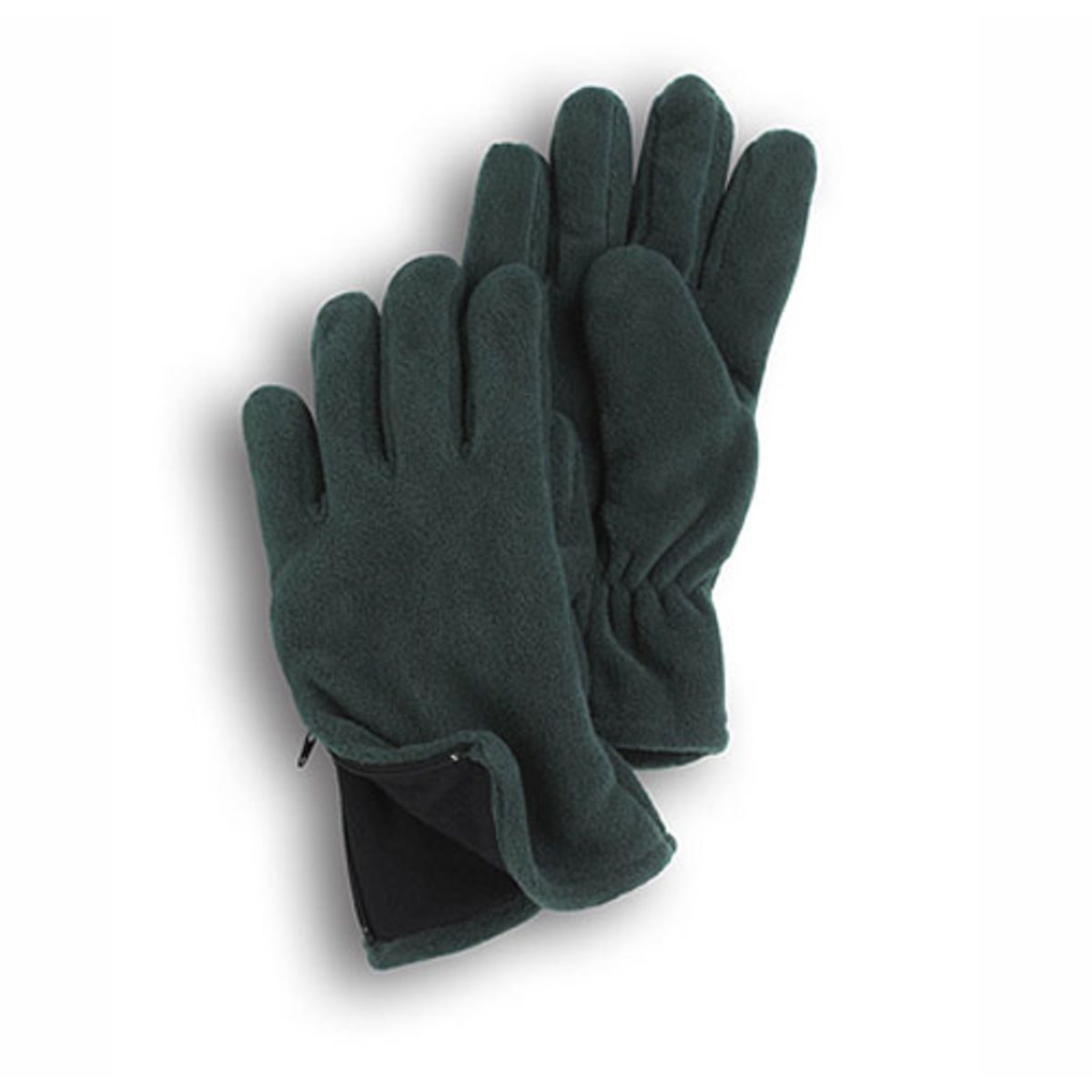 Hunter Green Fleece Zipper Gloves