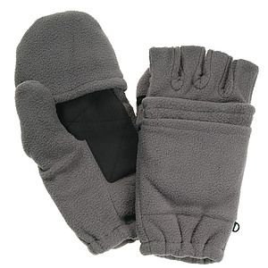 Charcoal Grey Fleece Fingerless Gloves with Mitten Flap