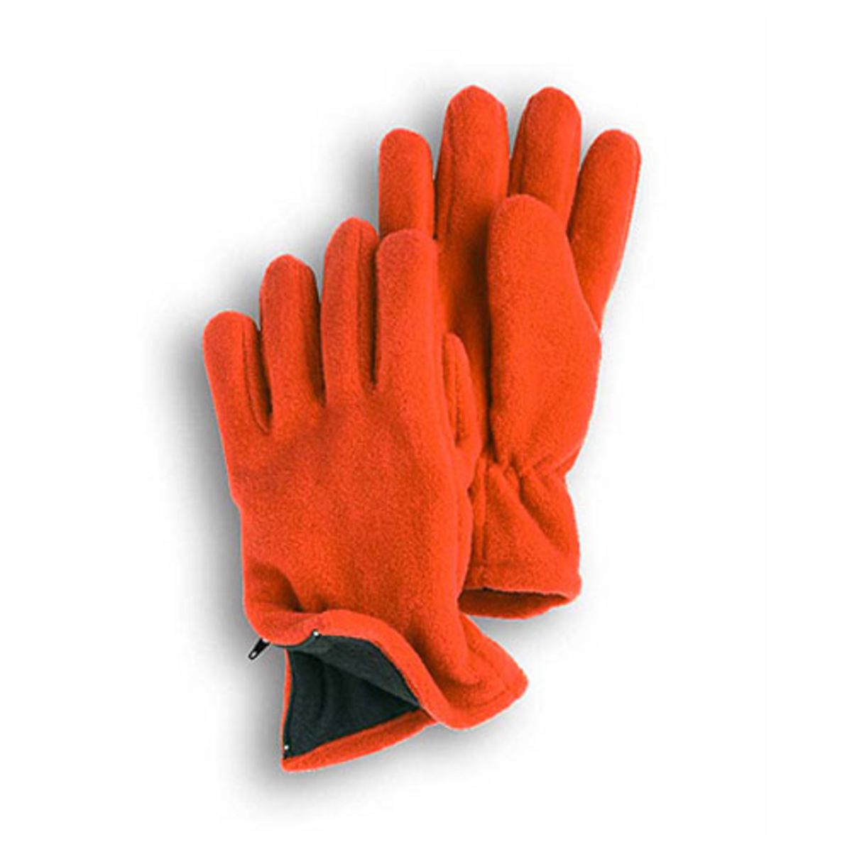 Orange Fleece Zipper Gloves