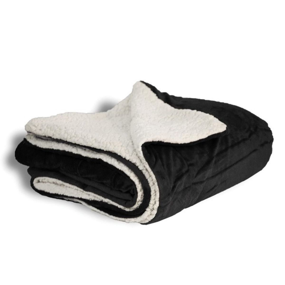 Oversized Sherpa Throw Blanket - Black