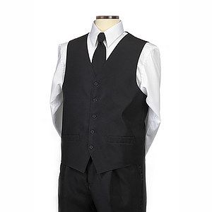 Black Polyester Men's Uniform Vest - XL - 52"