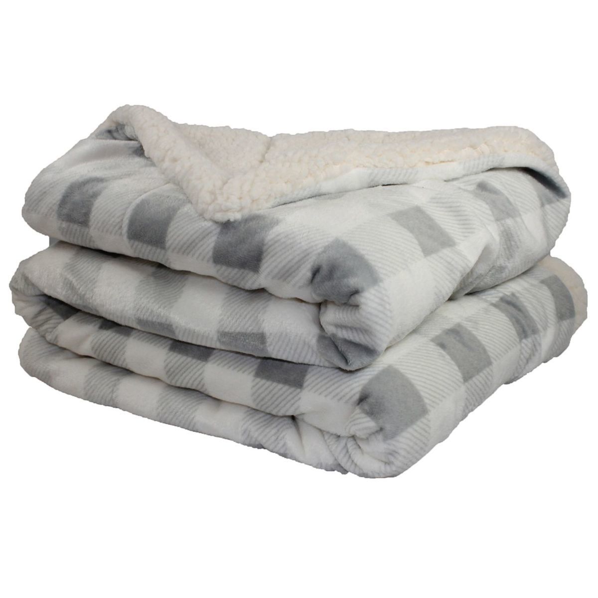 Sherpa Blanket Gray and Black Plaid