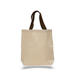 Natural Canvas Tote Bag w/ Colored Webbing Handles