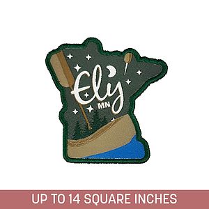 Custom Shape Woven Label Up To 14 Sq. Inches W/ Embroidery Backing And Embroidered Edge (5-Ply)