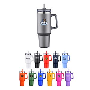 40 Oz. Travel Mug with Handle & Straw