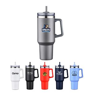 40 Oz. Travel Mug with Handle & Straw