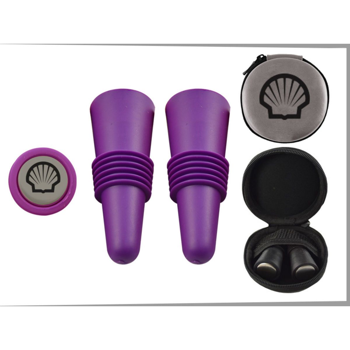 Colorful Wine Stopper Set Grey Case