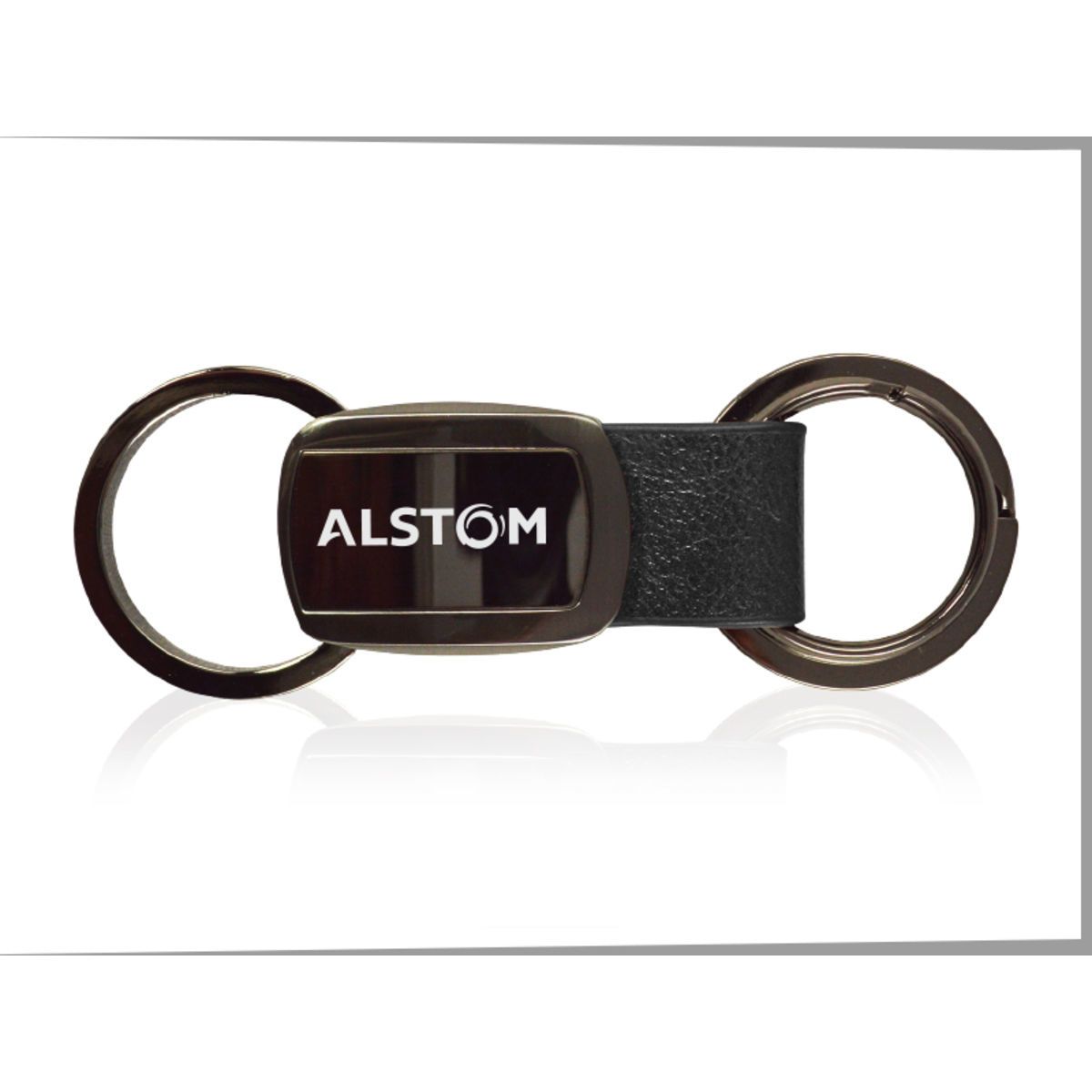 Onyx Leather Curve Key Tag