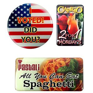 Magnetic Promo / Button / Name Badge with custom shape from 4.1 - 5 Sq. In.