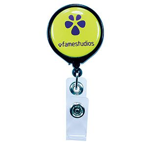 Pull Reel / Badge Reel with Belt Clip and 1-3/16" diameter round imprint